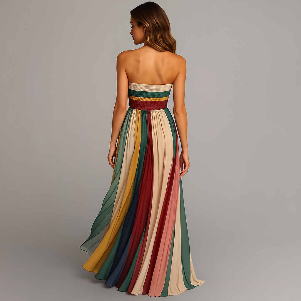 Judith Colorful Pleated Maxi Dress back