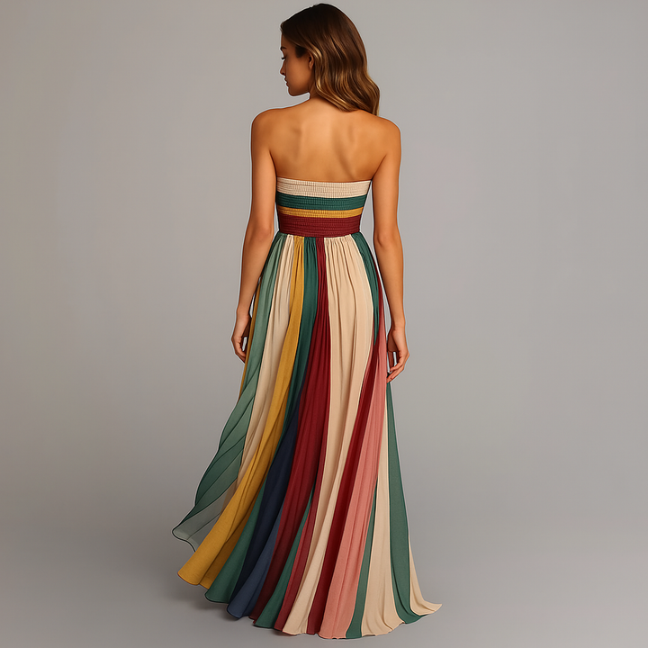 Judith Colorful Pleated Maxi Dress back