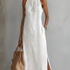 Jimena | Embroidered Mandarin Collar Midi Dress