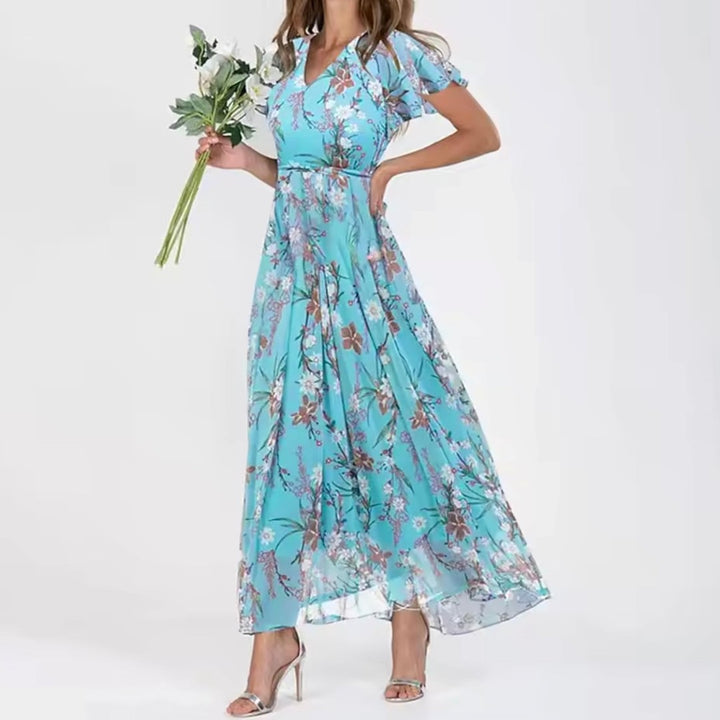 Lilia | Elegant Floral Short Sleeve Dress
