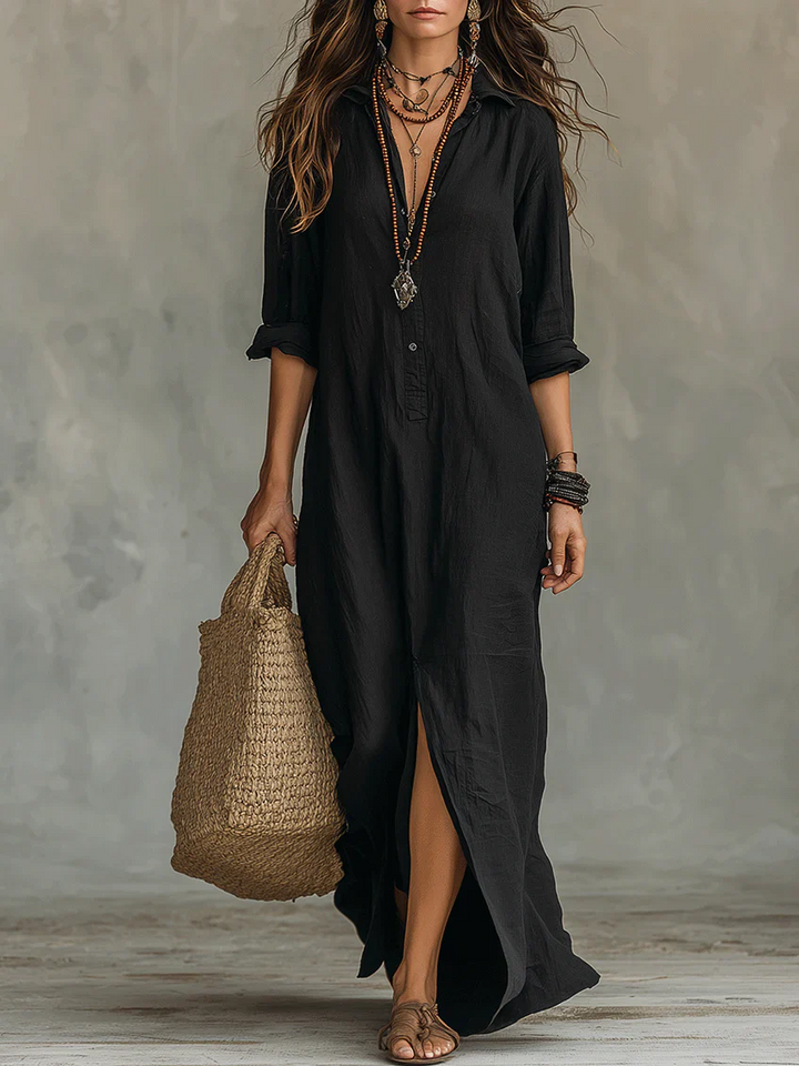 Vivienne Black Elegant Summer Maxi Dress