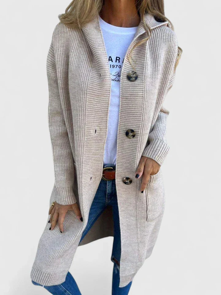 Skye | Cardigan long côtelé à capuche