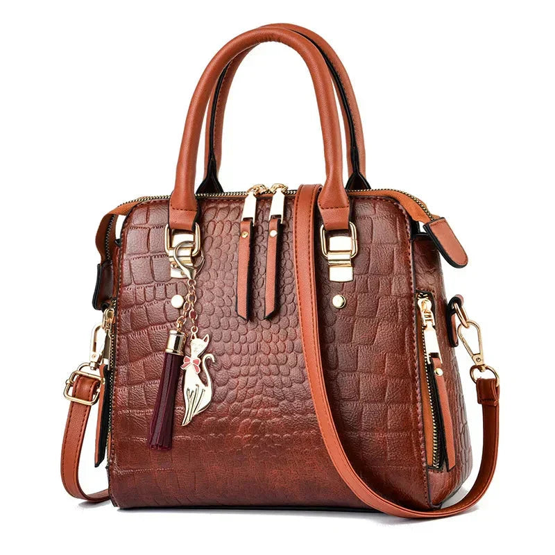 Helaina | Crocodile-Embossed Leather Bag