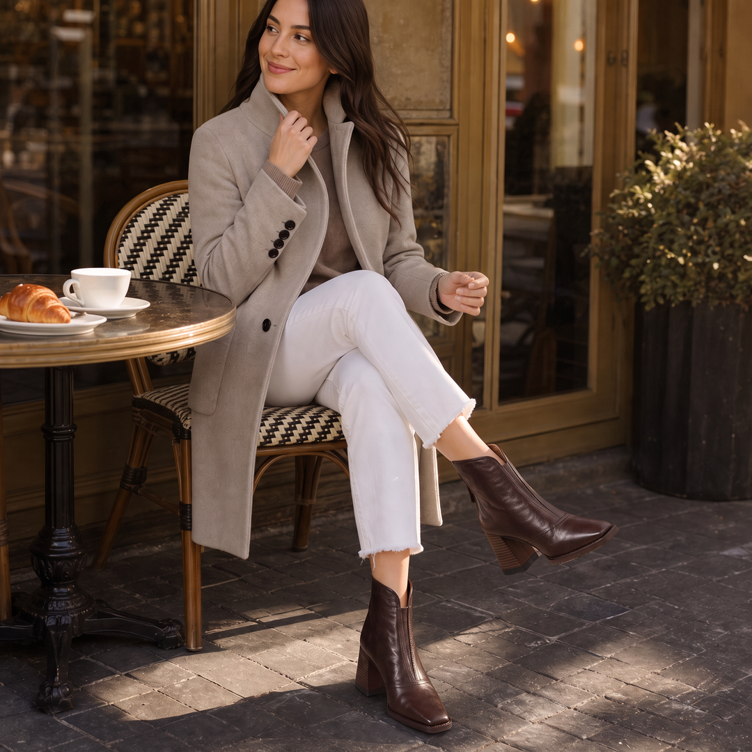 Sarah-Elizabeth | PU Leather Sculpted Heel Ankle Boots