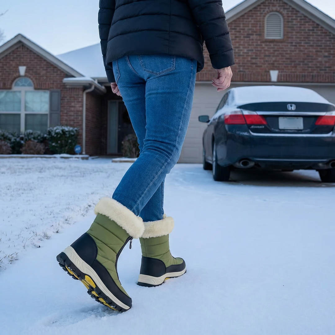 Zohra | Bottes de neige matelassées imperméables doublées en fourrure à fermeture latérale