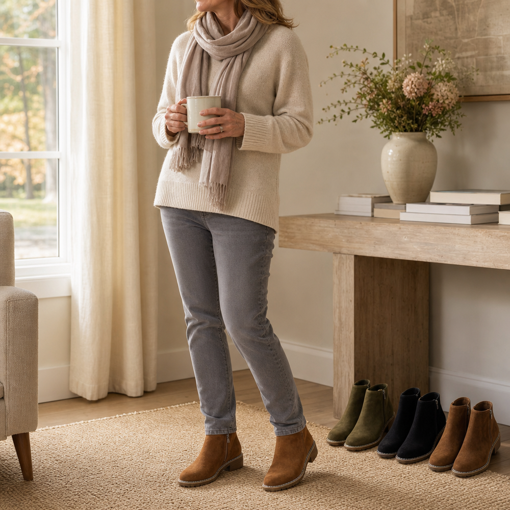 Sarra | Faux Shearling-Lined Suede Ankle Boots