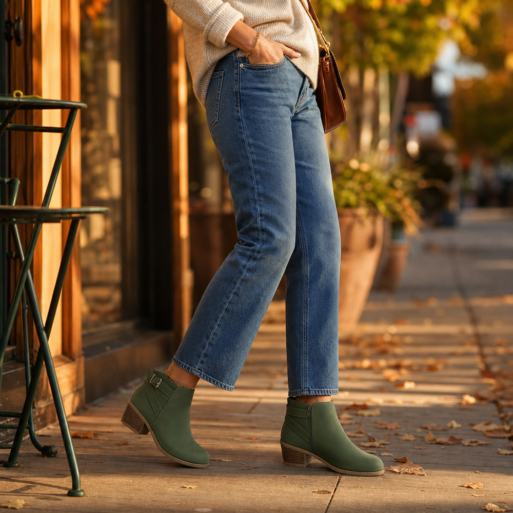Madisson | Slanted Buckle Side-Zip Ankle Boots