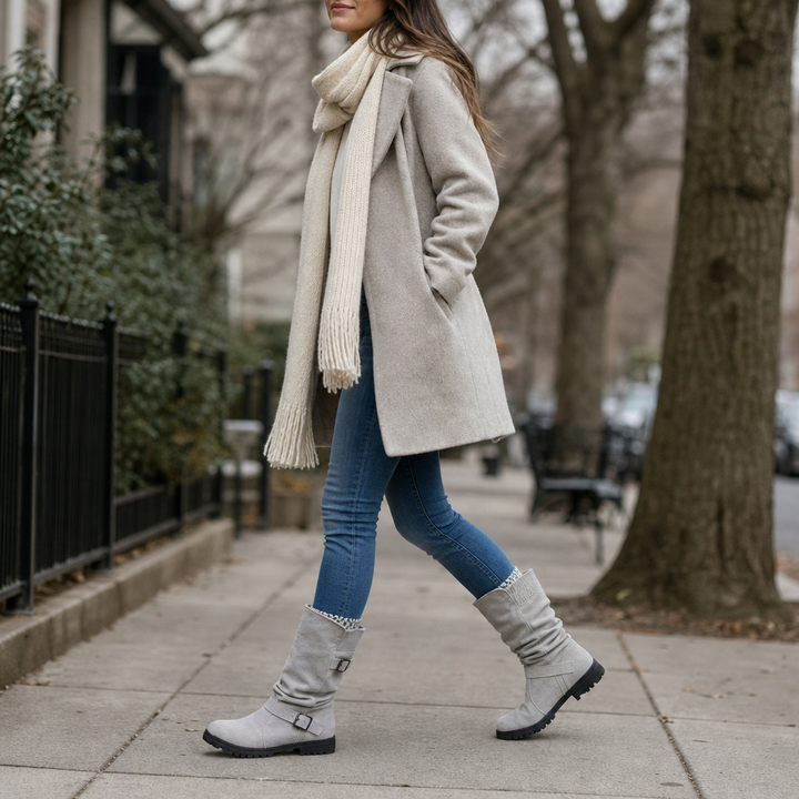 Leyah | Ribbed Cuff Slouch Mid-Calf Boots