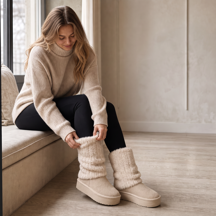 Carolanne | Bottes d'hiver mi-mollet à plateforme en fausse fourrure