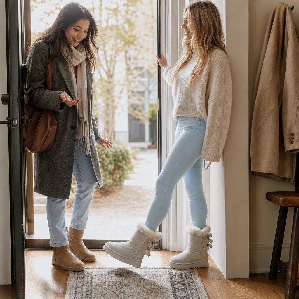 Shaleen | Bottes d'hiver à plateforme et à nœud, doublées en peluche