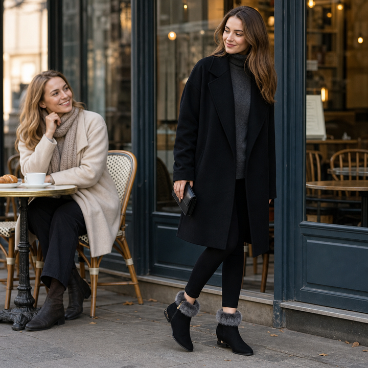 Johanne | Bottines en cuir synthétique à bordure en peluche
