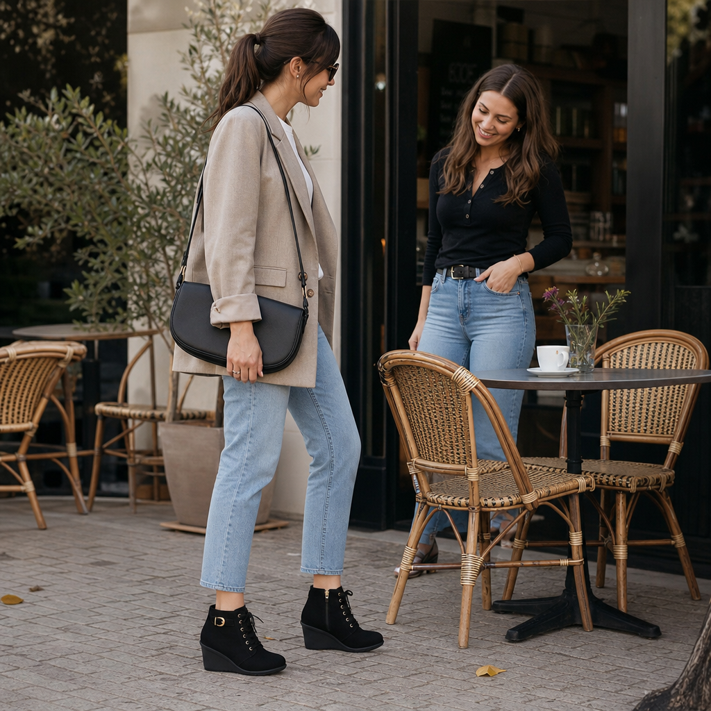 Corine | Buckle-Strap Concealed Wedge Ankle Boots