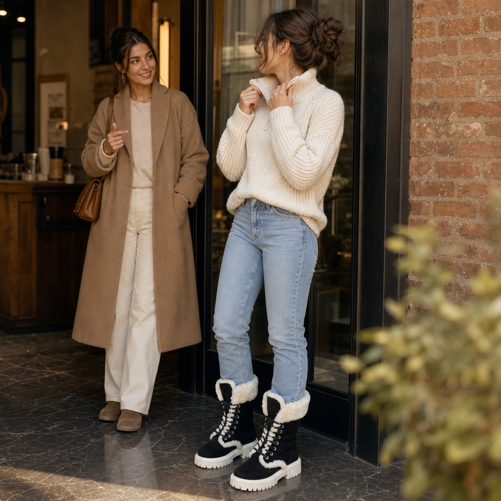 Georgiana | Bottines mi-mollet à lacets doublées en peluche