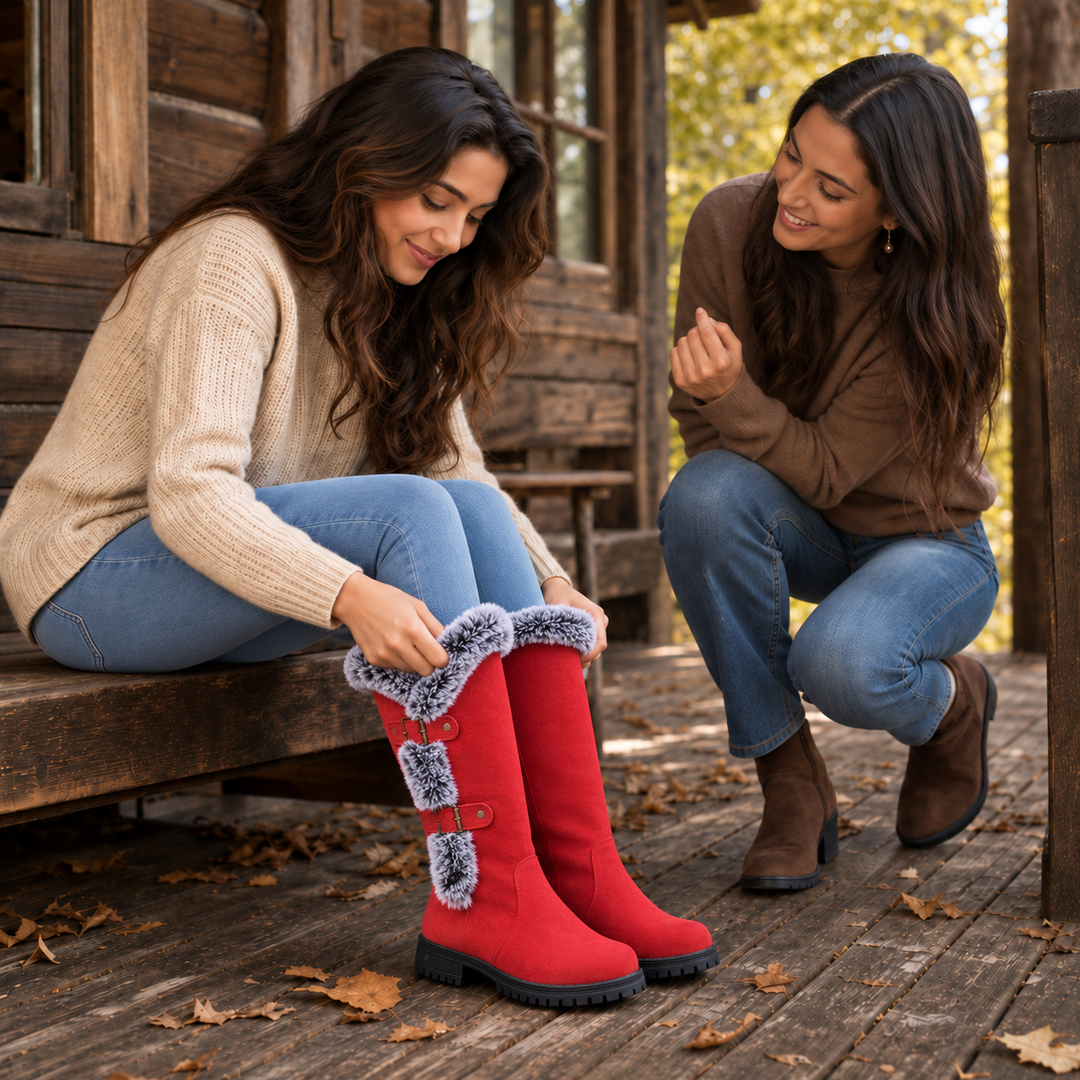 Presley | Bottes d'hiver hautes en daim bordées de fourrure