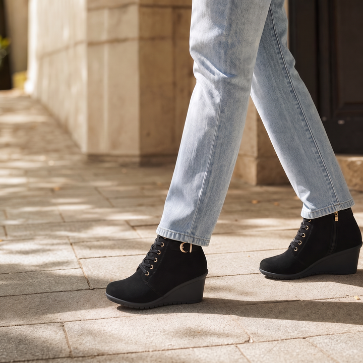 Corine | Buckle-Strap Concealed Wedge Ankle Boots
