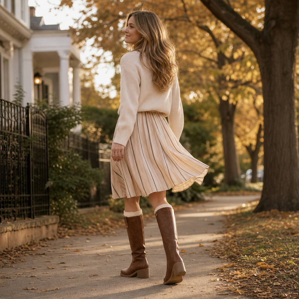 Esmeralda | Bottes hautes à talon carré, sans fermeture, à large ouverture