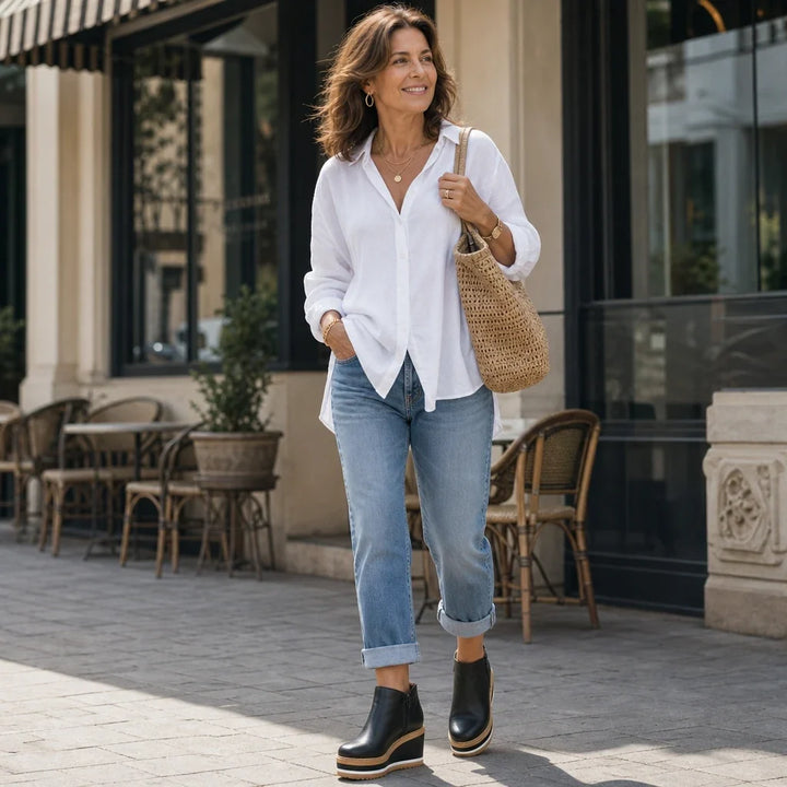 Colombe | Smooth Side-Zip Wedge Ankle Boots