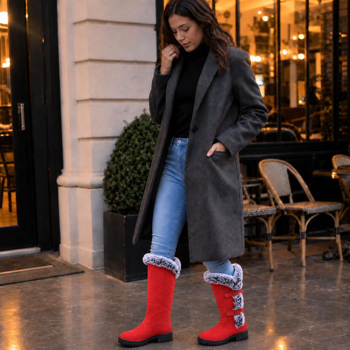 Presley | Bottes d'hiver hautes en daim bordées de fourrure