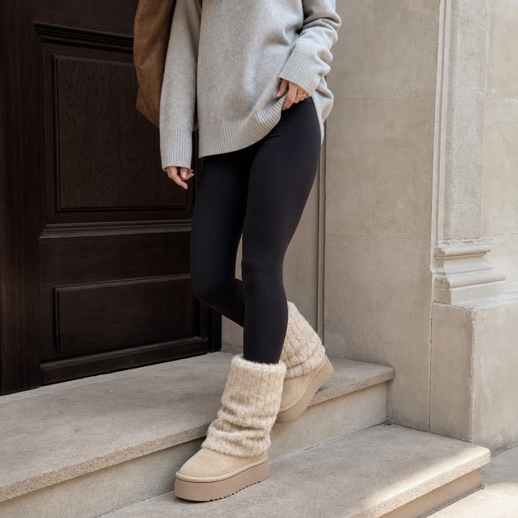 Carolanne | Bottes d'hiver mi-mollet à plateforme en fausse fourrure
