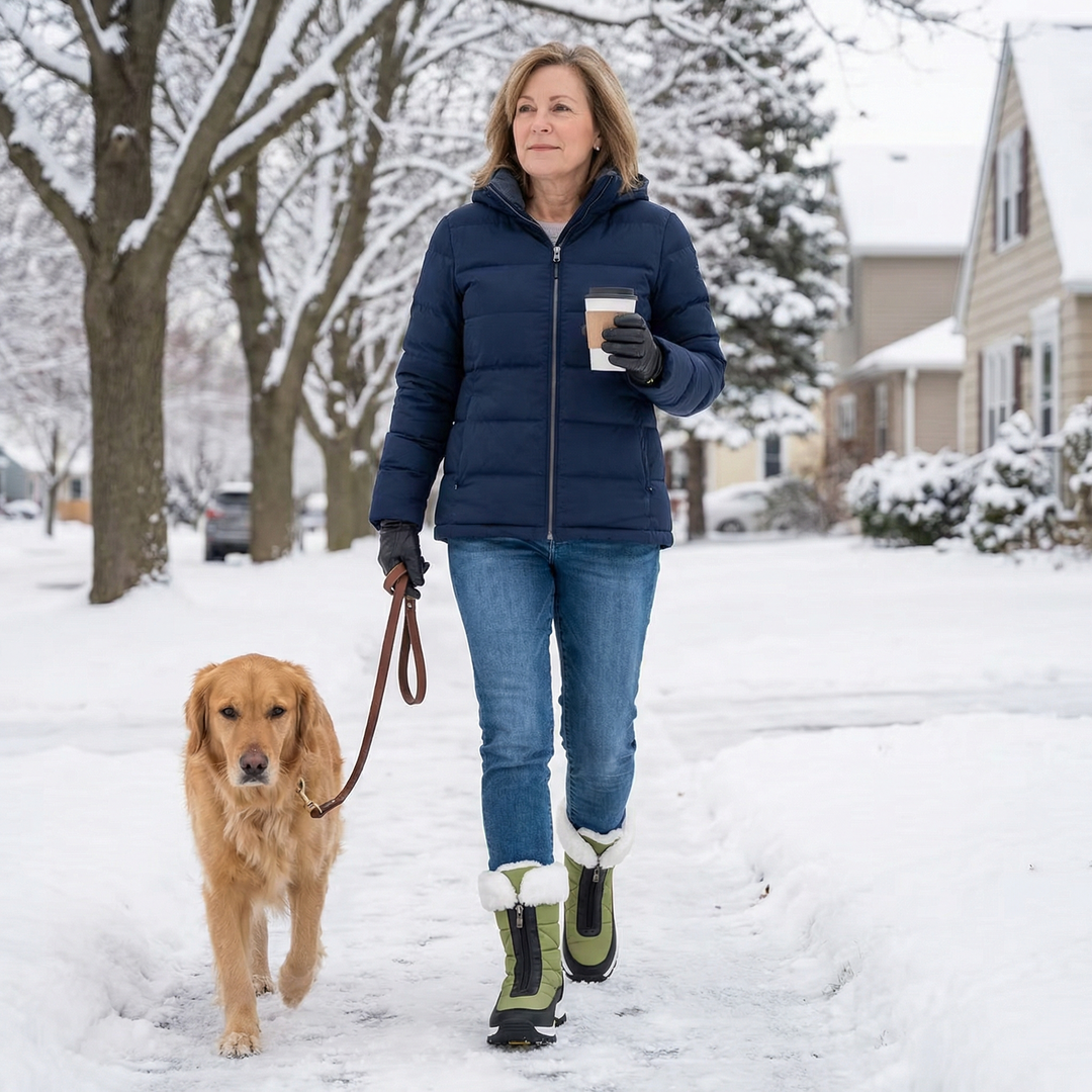 Zohra | Bottes de neige matelassées imperméables doublées en fourrure à fermeture latérale
