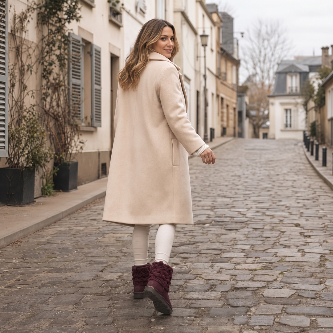 Aryana | Bottines en daim mi-mollet à maille torsadée et revers