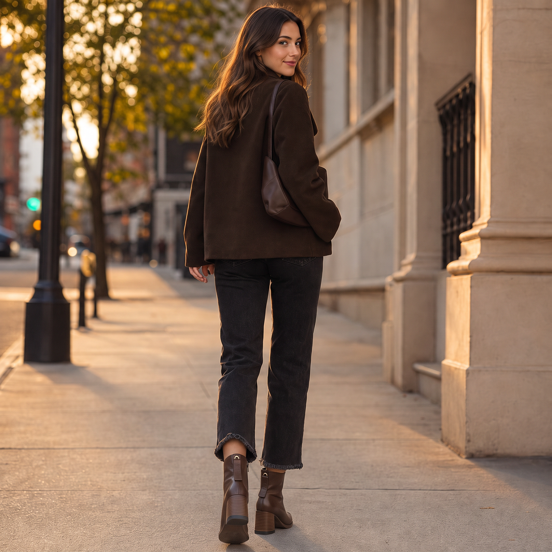 Sarah-Elizabeth | PU Leather Sculpted Heel Ankle Boots