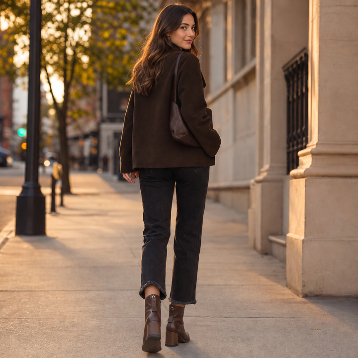 Sarah-Elizabeth | PU Leather Sculpted Heel Ankle Boots