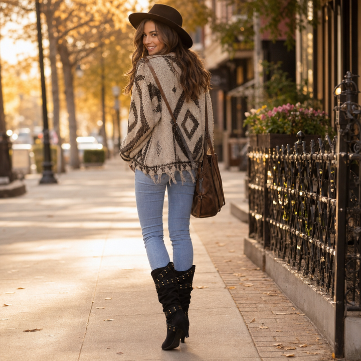 Rubab | Studded Slouch Knee-High Boots