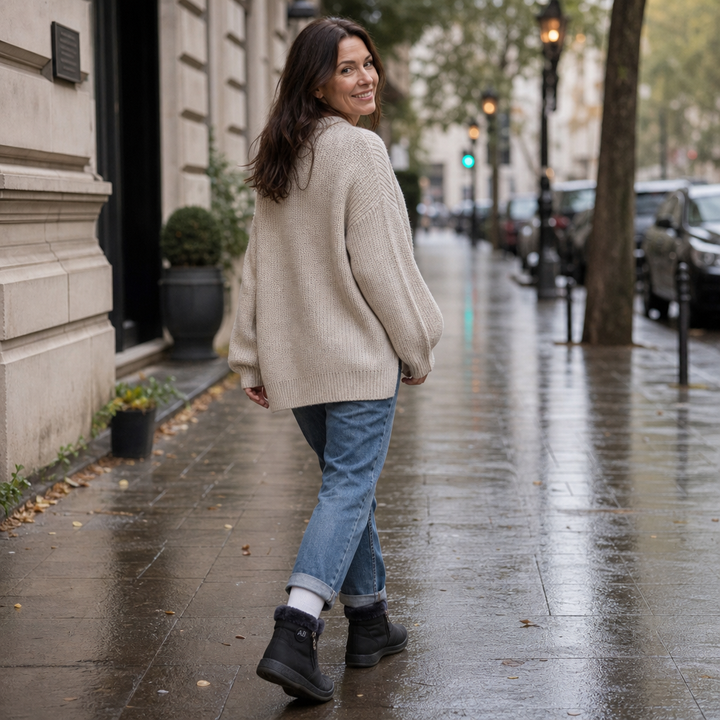 Seija | Plush-Lined Zipper Ankle Boots