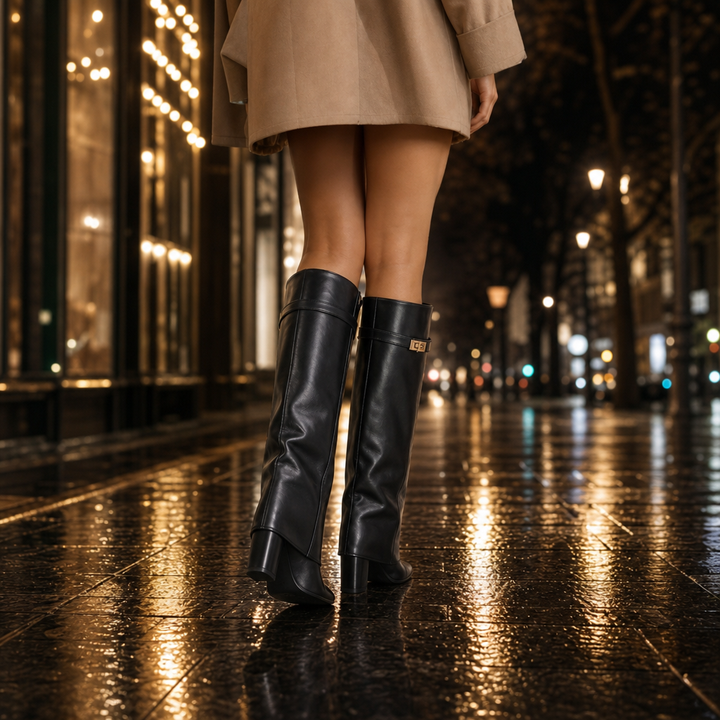 Mellina | Bottes hautes à bout pointu et boucle dorée