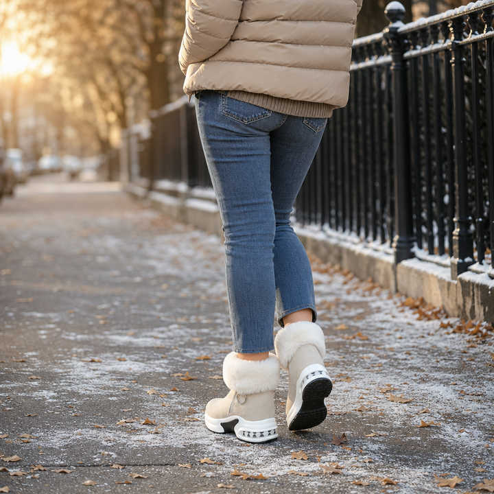 Hasna | Bottines à semelle épaisse avec bordure en fourrure synthétique