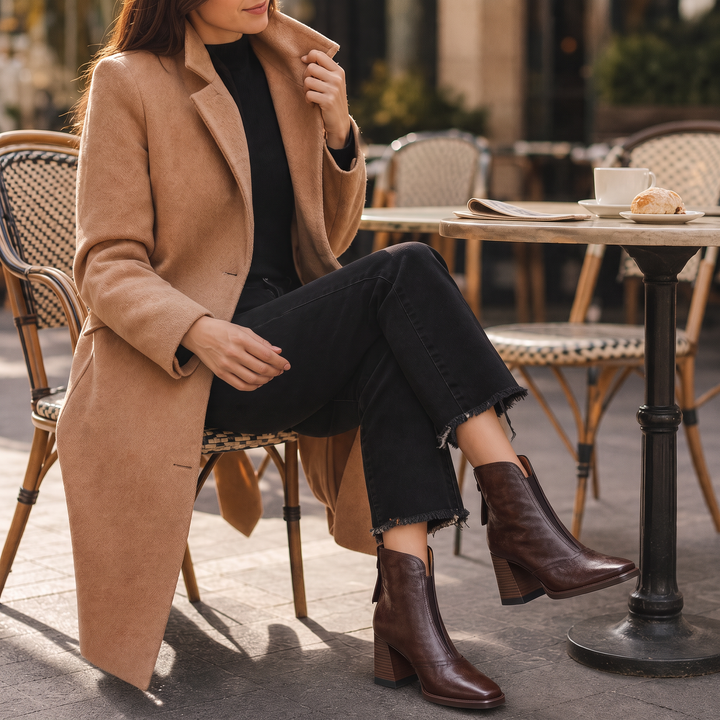 Sarah-Elizabeth | PU Leather Sculpted Heel Ankle Boots