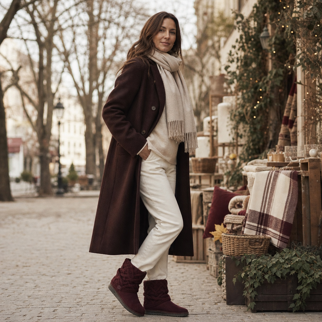 Aryana | Bottines en daim mi-mollet à maille torsadée et revers