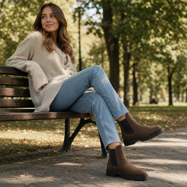 Meghane | Brown Chelsea Ankle Boots