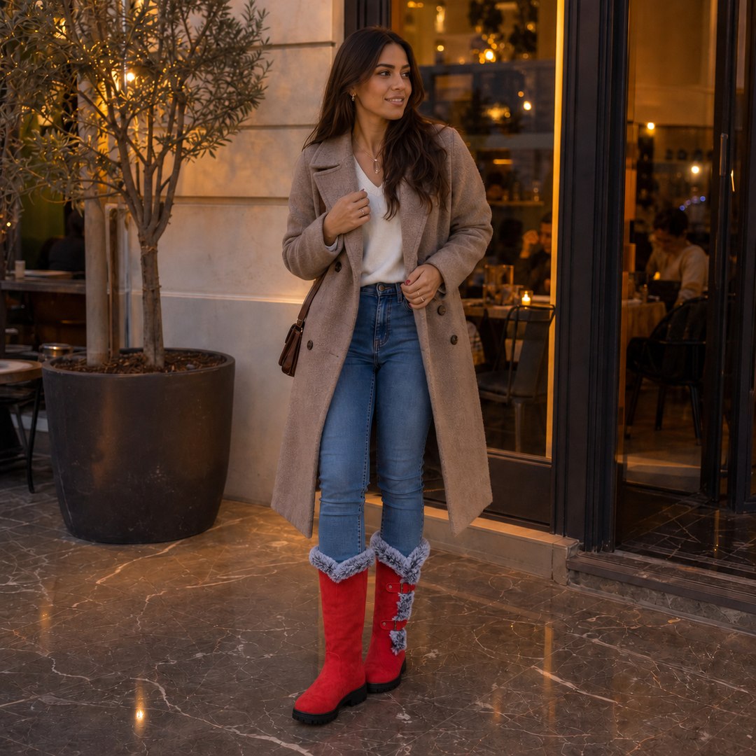Presley | Bottes d'hiver hautes en daim bordées de fourrure