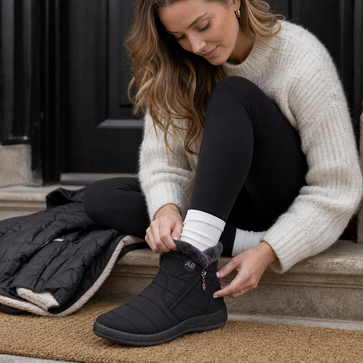Seija | Plush-Lined Zipper Ankle Boots