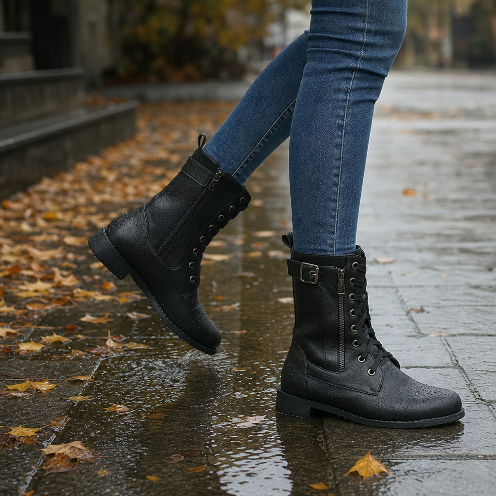 Amarah | Bottines à lacets et fermeture zippée latérale