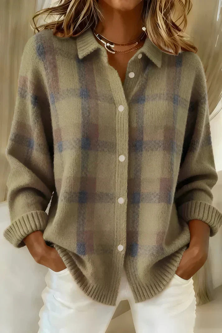 Norah | Soft Checked Knit Blouse