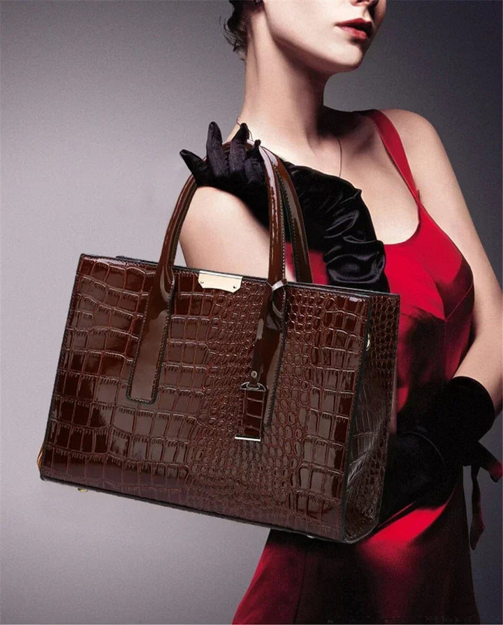 Aiyla | Crocodile-Print Leather Handbag