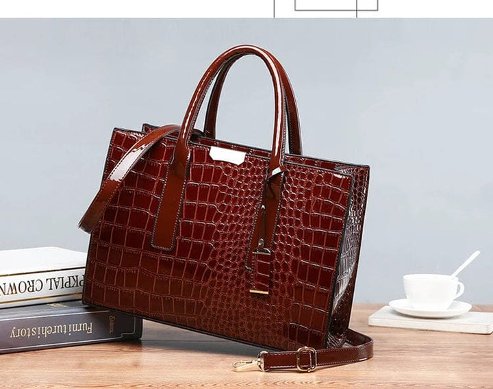 Aiyla | Crocodile-Print Leather Handbag