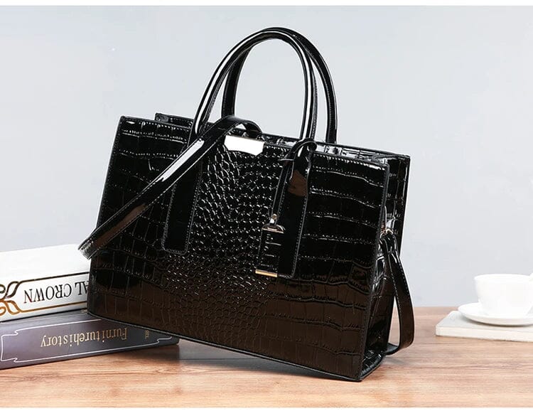 Aiyla | Crocodile-Print Leather Handbag