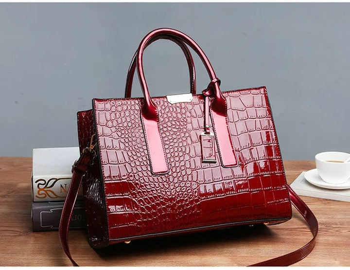 Aiyla | Crocodile-Print Leather Handbag