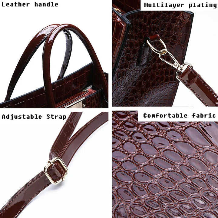 Aiyla | Crocodile-Print Leather Handbag