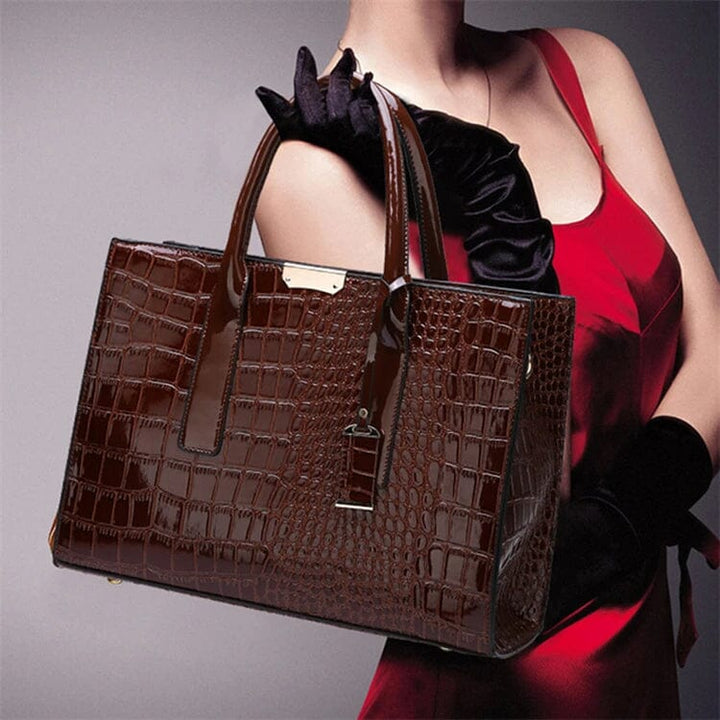 Aiyla | Crocodile-Print Leather Handbag