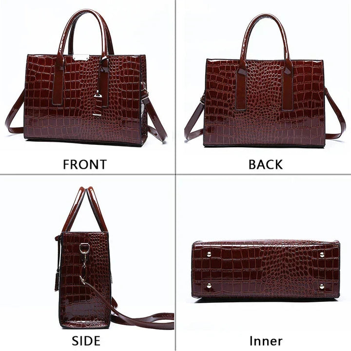 Aiyla | Crocodile-Print Leather Handbag