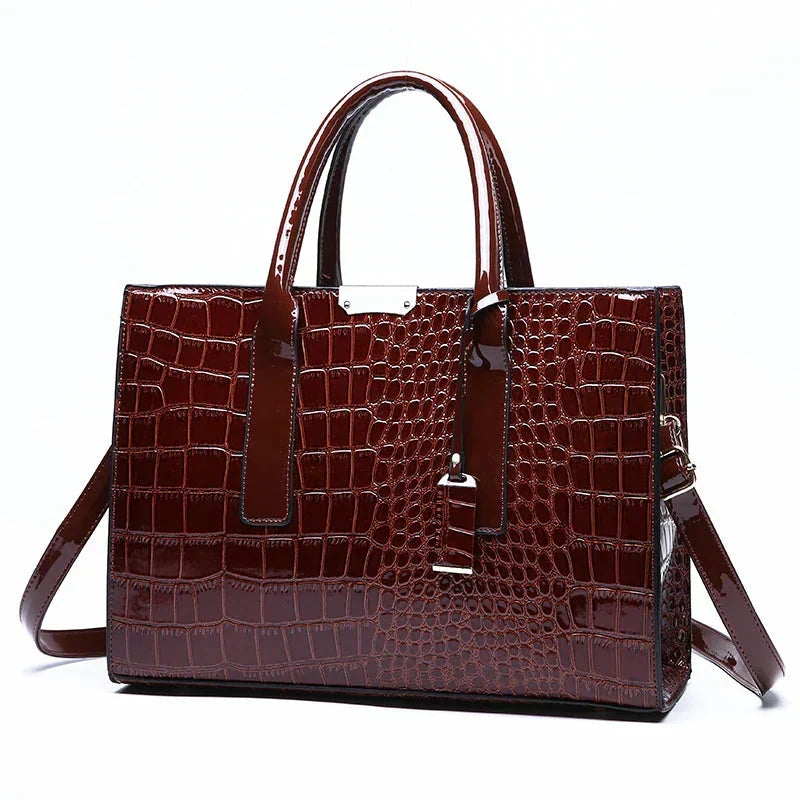 Aiyla | Crocodile-Print Leather Handbag