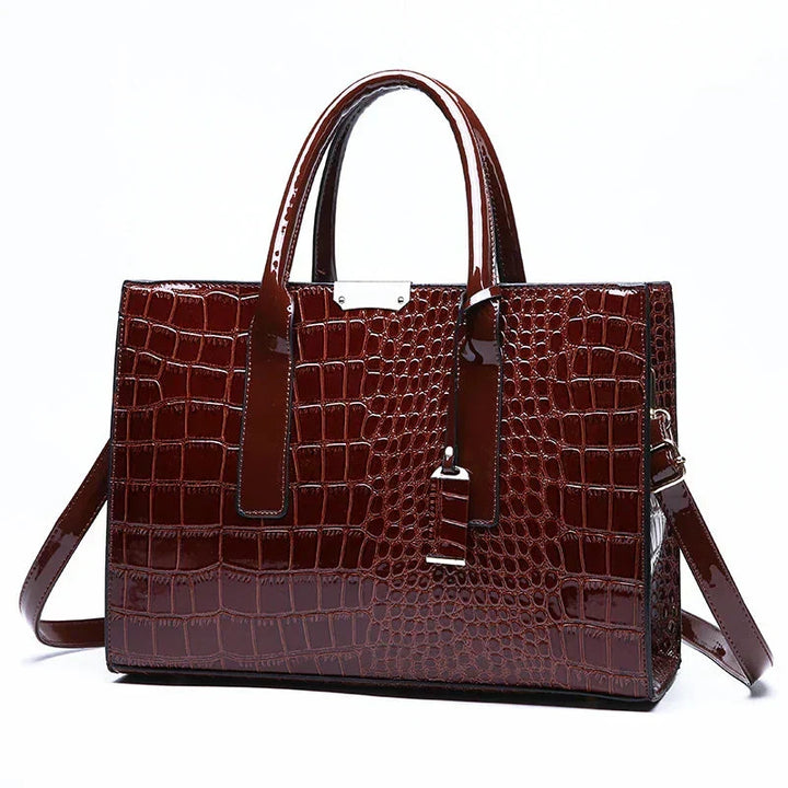 Aiyla | Crocodile-Print Leather Handbag
