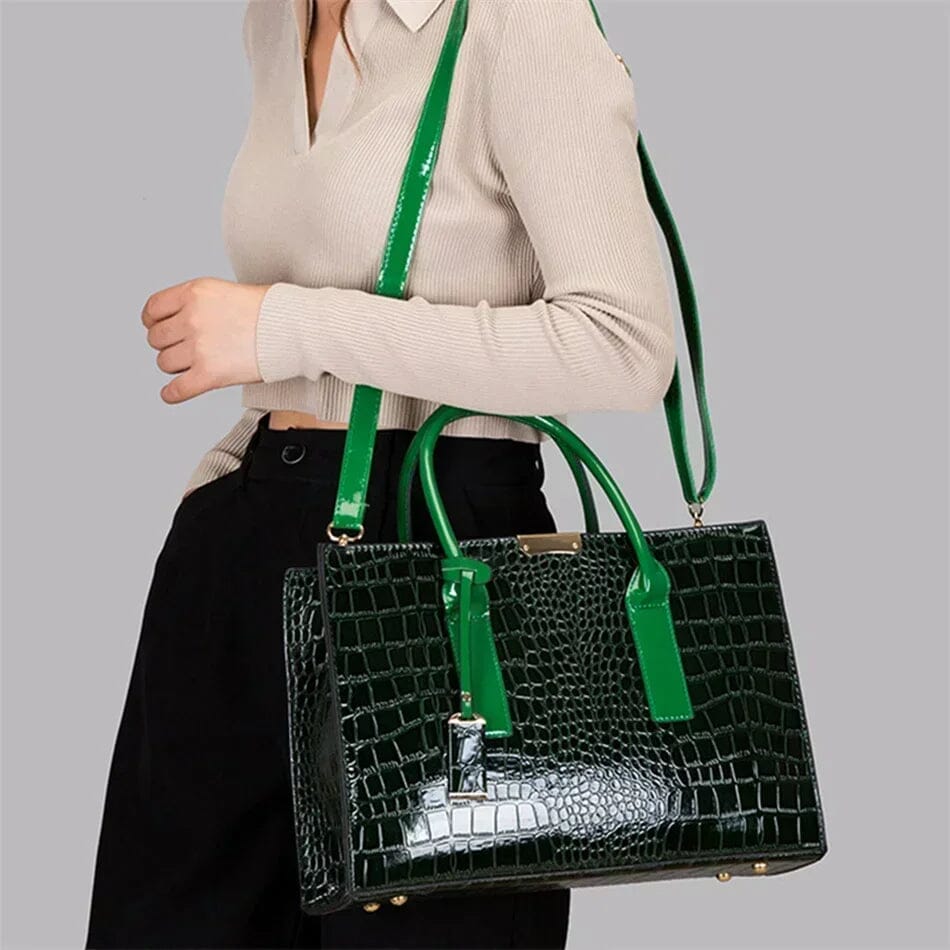 Aiyla | Crocodile-Print Leather Handbag