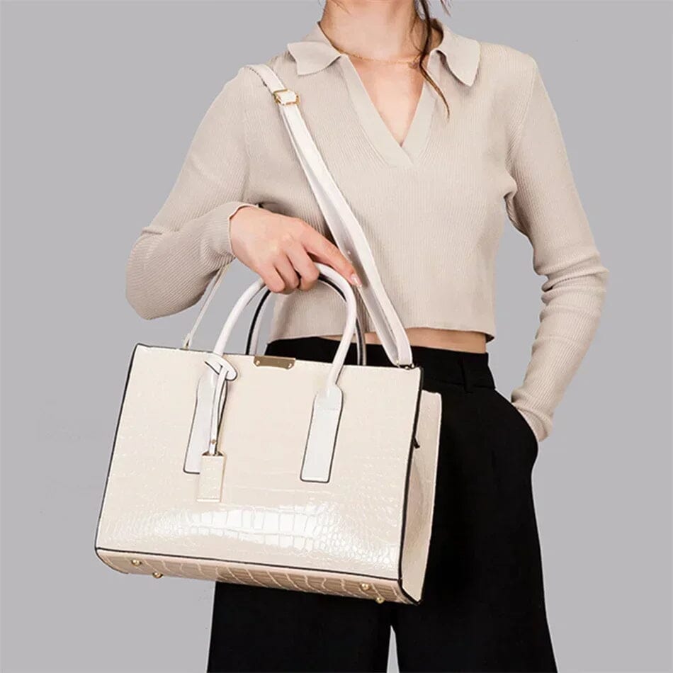 Aiyla | Crocodile-Print Leather Handbag