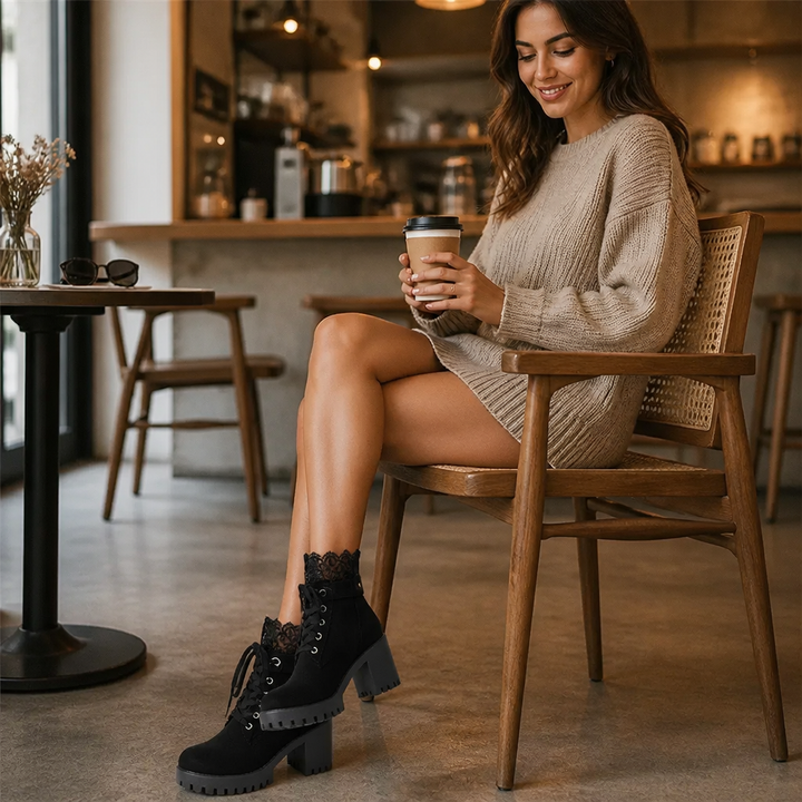 Brennan | Lace-Up Chunky Heel Ankle Booties